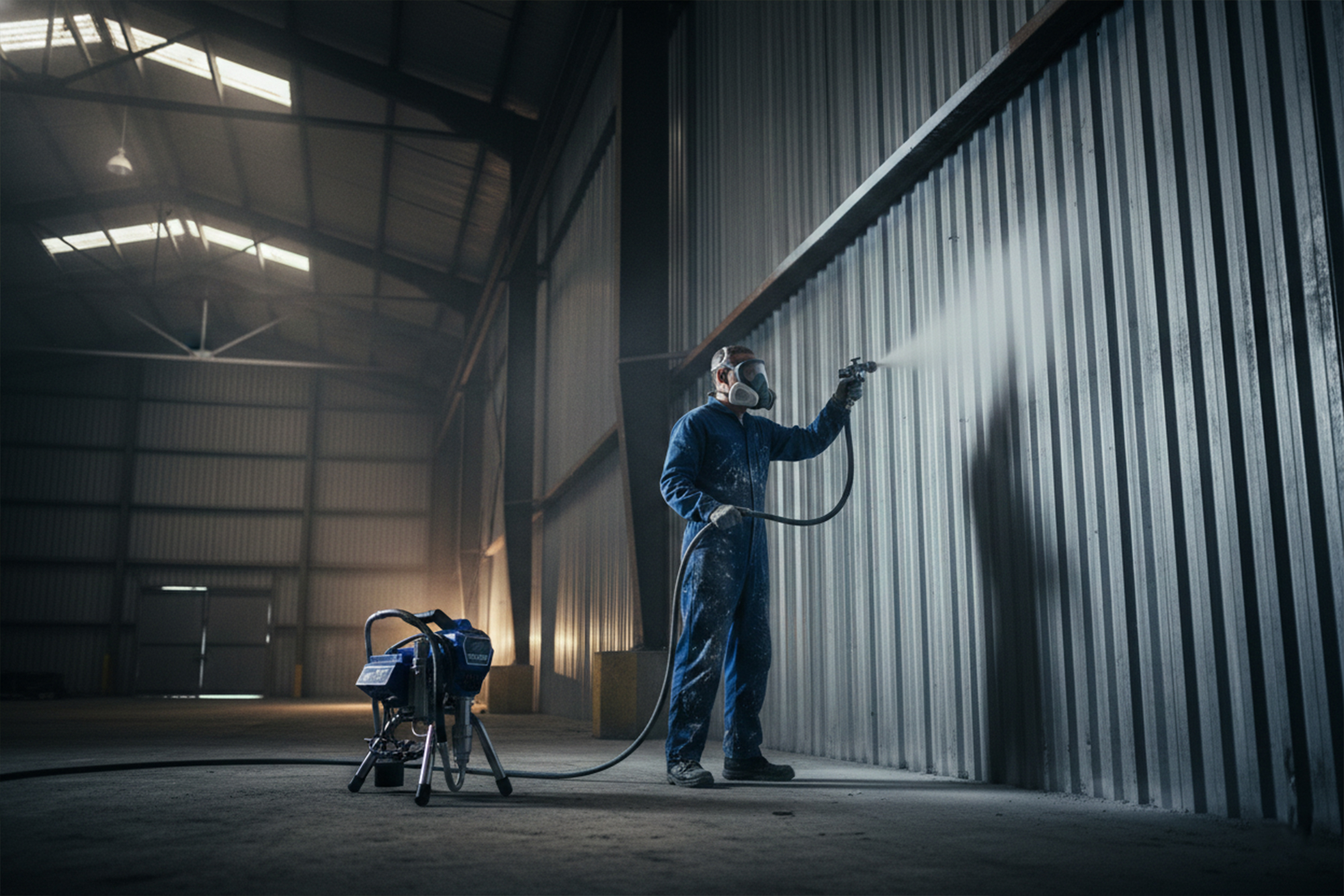 Aplicación de pintura en planta industrial y almacén con equipo airless Incatools